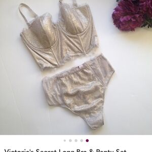 Victoria's Secret Metallic Silver Bra Set